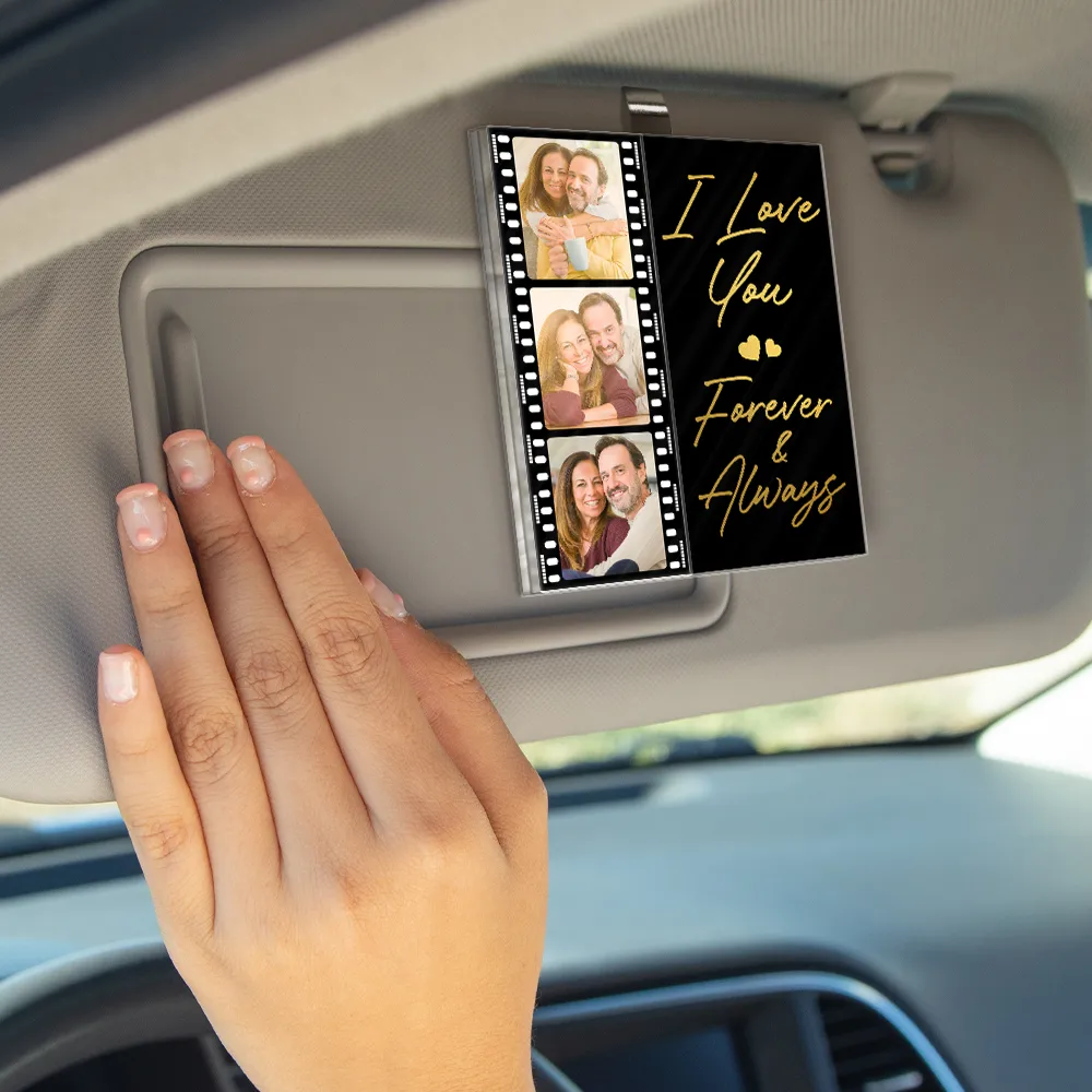 Custom Photo Drive Safe I Love You Couples Black Film Roll - Personalized Custom Shaped Acrylic Car Visor Clip - Image 4