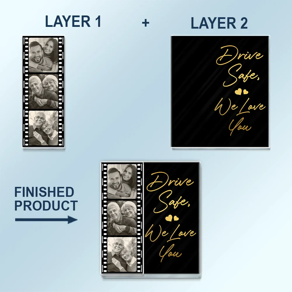 Custom Photo Drive Safe I Love You Couples Black Film Roll - Personalized Custom Shaped Acrylic Car Visor Clip - Image 5