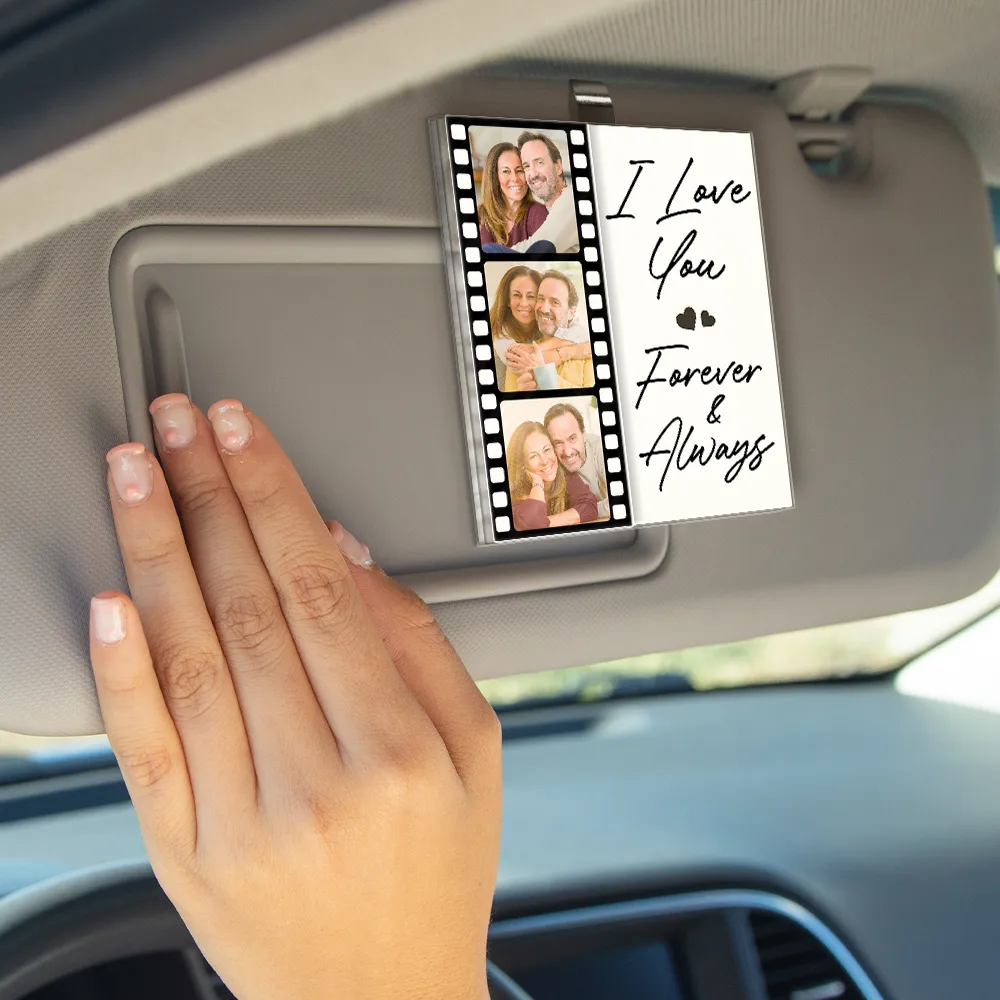 Custom Photo Drive Safe I Love You Couples Film Roll - Personalized Custom Shaped Acrylic Car Visor Clip - Image 4