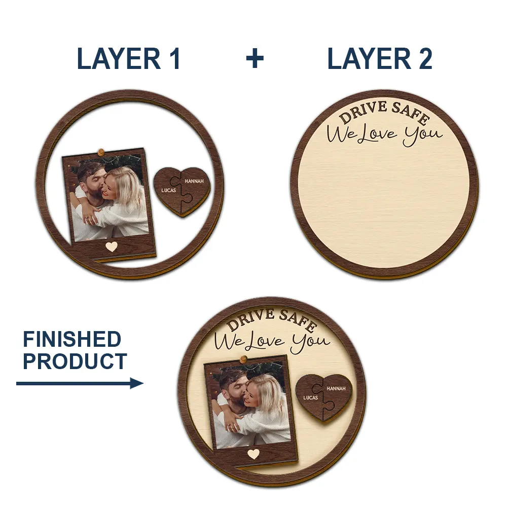 Custom Photo Drive Safe I Love You Couples - Personalized Custom Shaped Car Visor Clip - Image 5