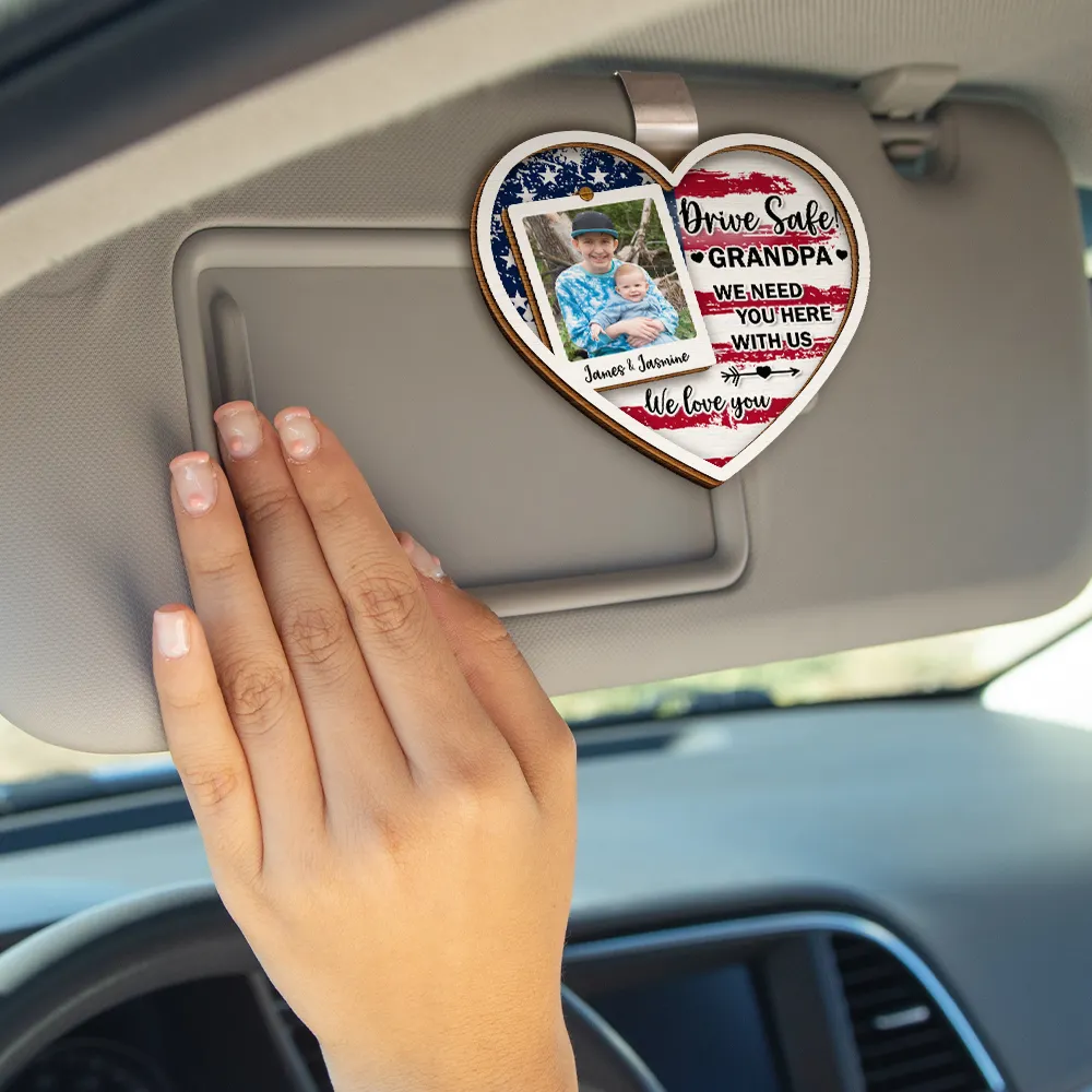 Custom Photo Drive Safe I Love You Heart - Personalized Custom Shaped Car Visor Clip - Image 4