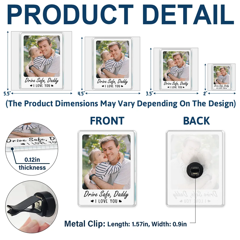 Custom Photo Drive Safe I Love You - Personalized Acrylic Car Vent Clip - Image 5