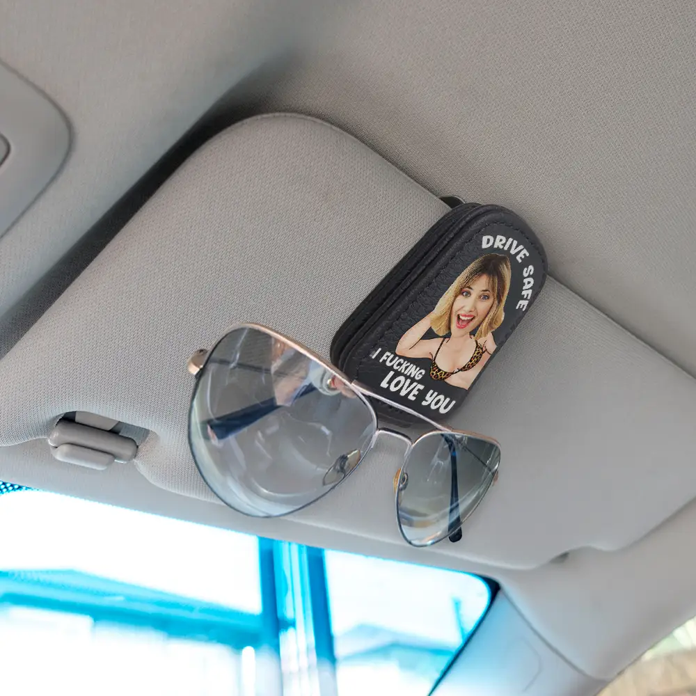 Custom Photo Drive Safe I Love You Sexy Wife - Personalized Sunglasses Holder For Car Visor - Image 3