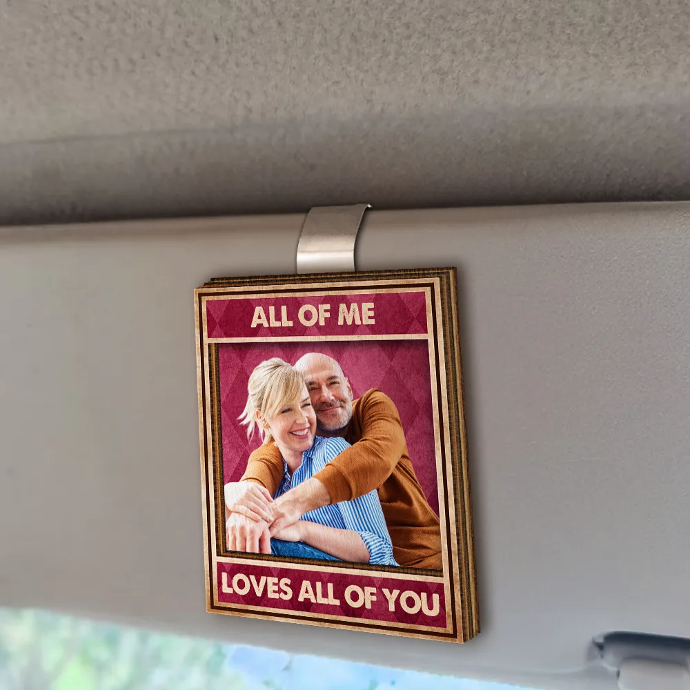 Custom Photo Drive Safe I Love You Vintage Couple - Personalized Custom Shaped Car Visor Clip - Image 3