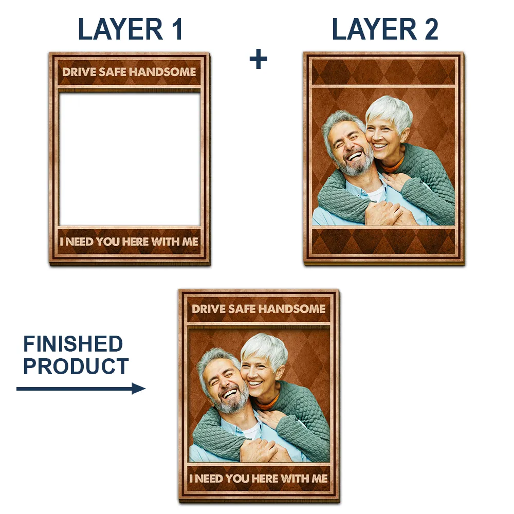 Custom Photo Drive Safe I Love You Vintage Couple - Personalized Custom Shaped Car Visor Clip - Image 6