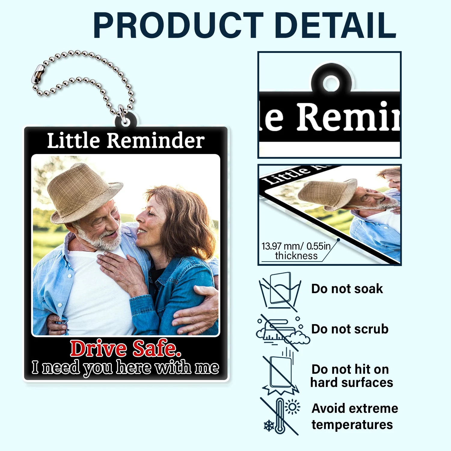 Custom Photo Drive Safe I Need You Here With Me - Gift For Boyfriends, Husbands, Couples - Personalized Acrylic Car Hanger - Image 5