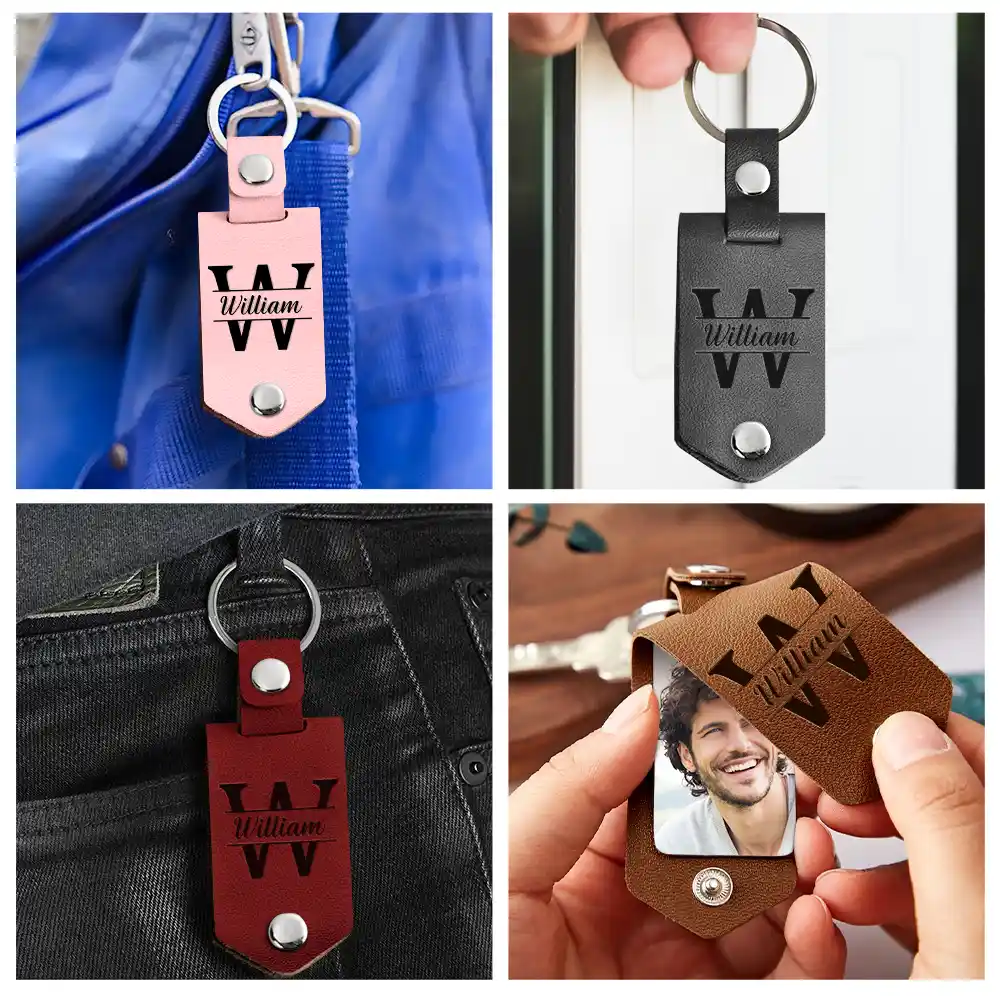 Custom Photo Drive Safe I Need You Here With Me - Gift For Couple, Besties, Friends, Family - Personalized Leather Photo Keychain - Image 5