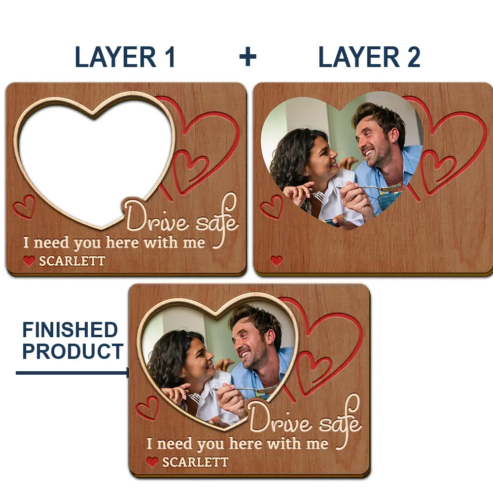 Custom Photo Drive Safe I Need You Here With Me Husband Wife - Personalized Custom Shaped Car Visor Clip - Image 5