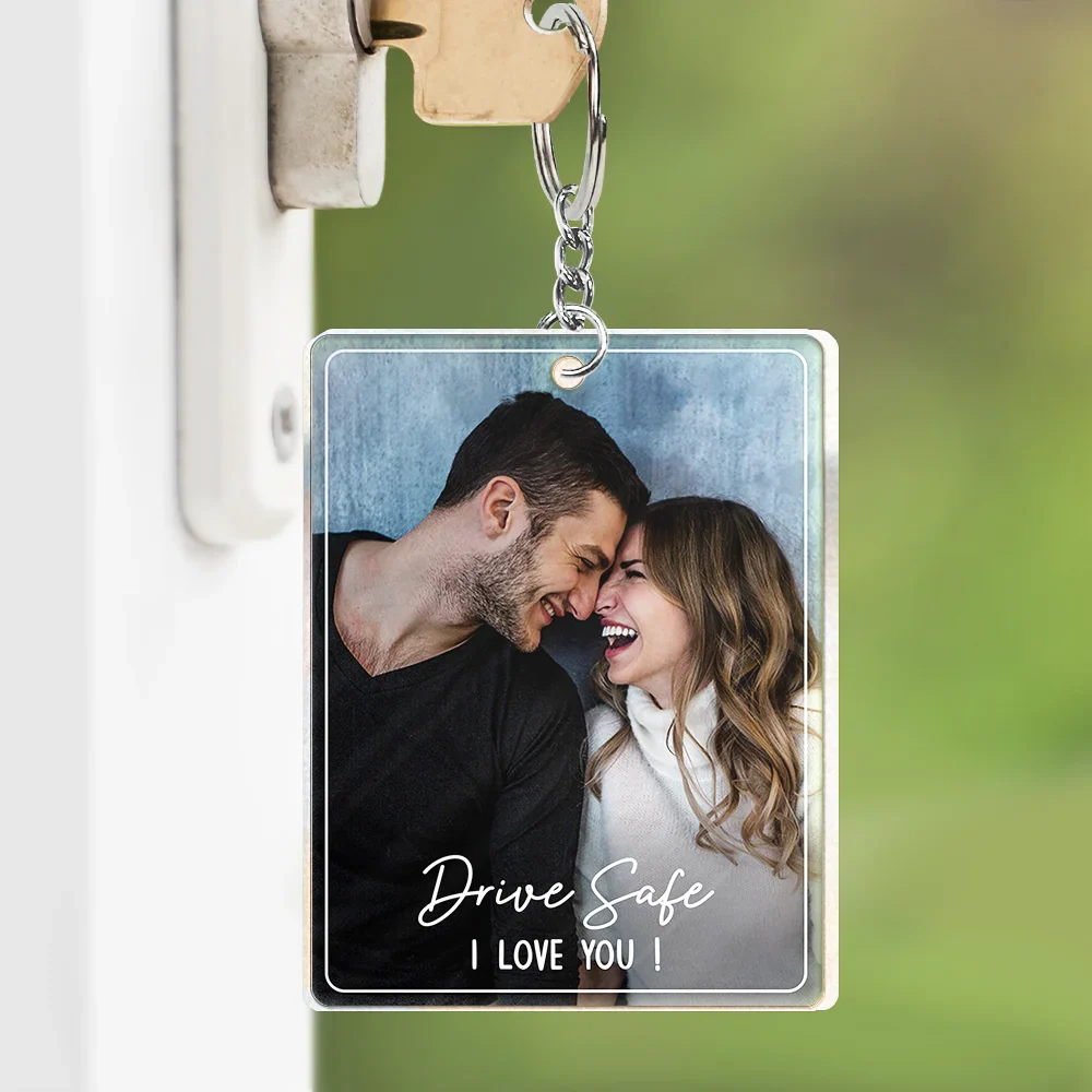 Custom Photo Drive Safe We Love You Family - Personalized Acrylic Keychain - Image 4