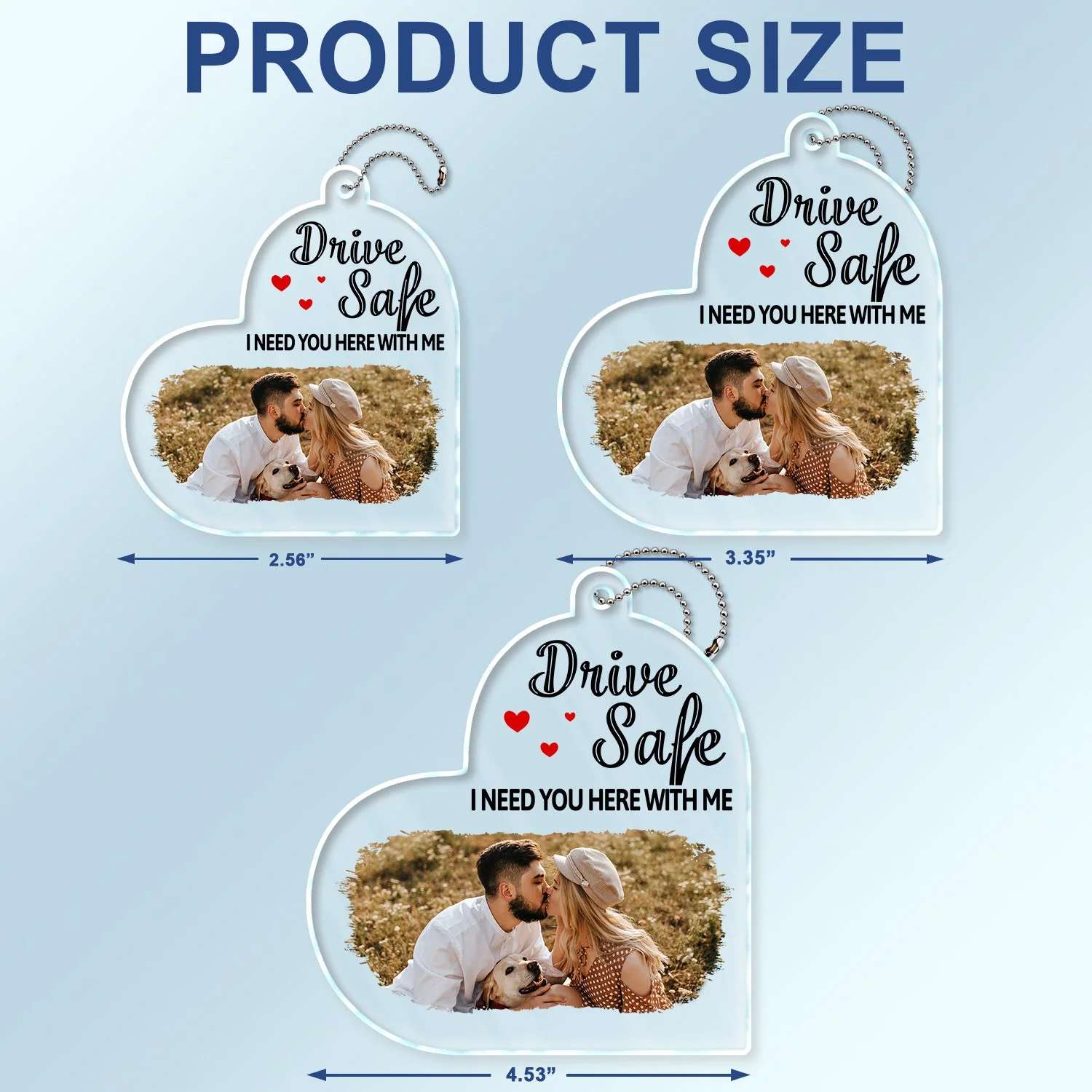 Custom Photo Drive Safe We Love You - Gift For Couples, Family, Mom, Dad - Personalized Acrylic Car Hanger - Image 4