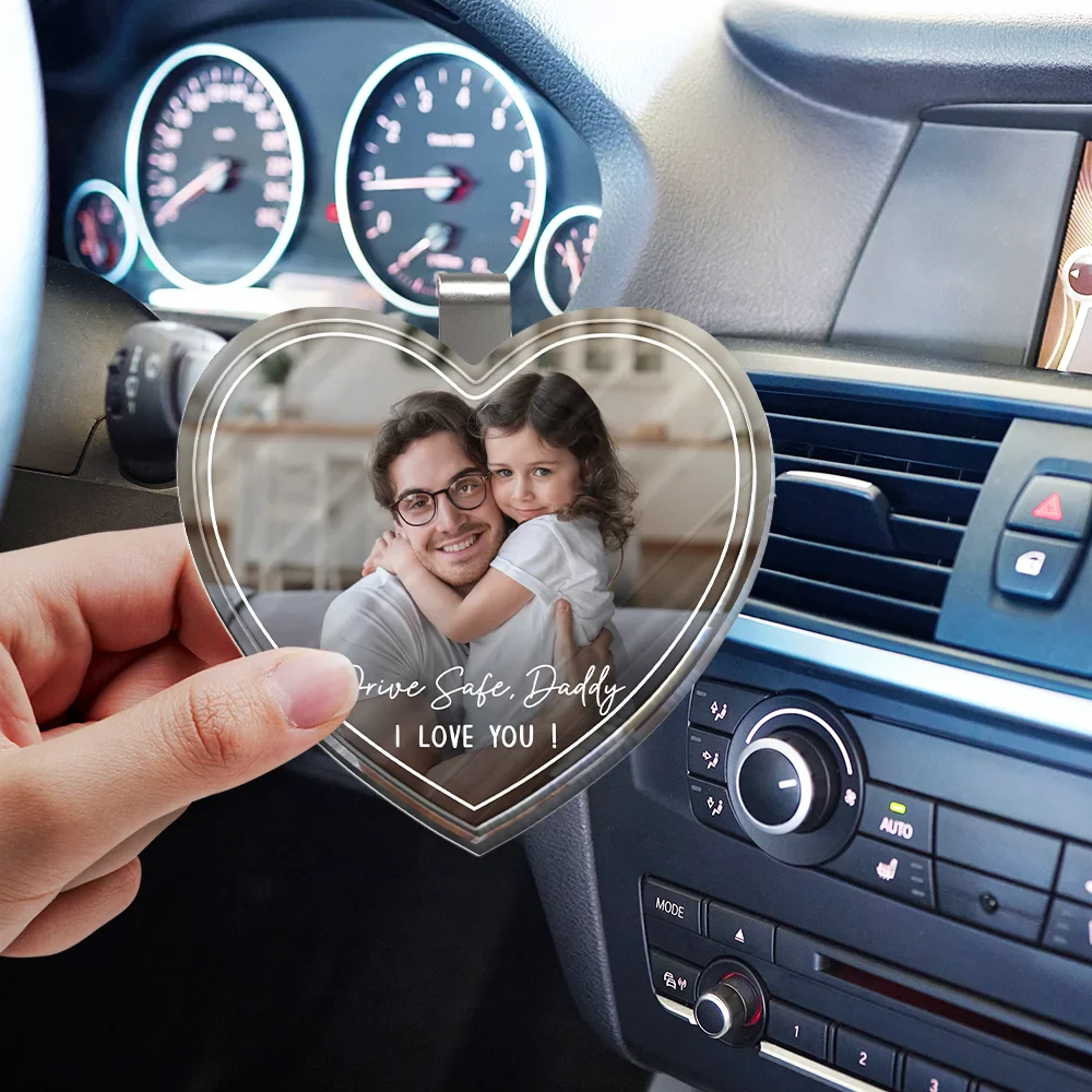 Custom Photo Drive Safe We Love You Lovely Family - Personalized Custom Shaped Acrylic Car Visor Clip - Image 3