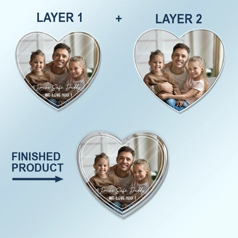 Custom Photo Drive Safe We Love You Lovely Family - Personalized Custom Shaped Acrylic Car Visor Clip - Image 5
