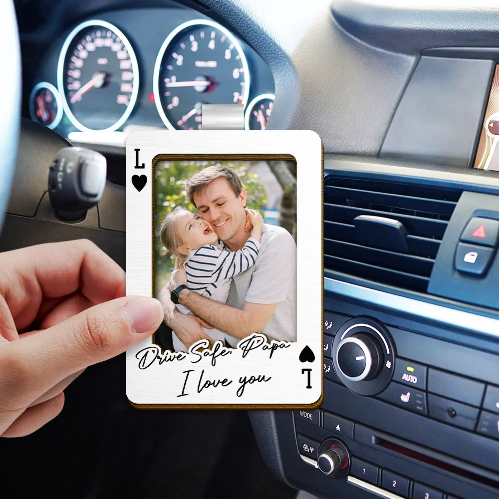 Custom Photo Drive Safe We Love You Playing Card - Personalized Custom Shaped Car Visor Clip - Image 3