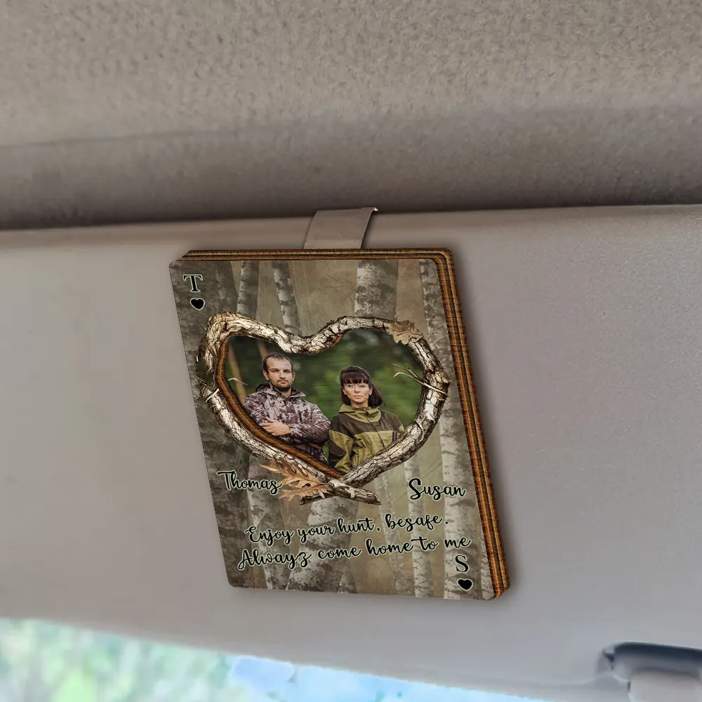 Custom Photo Enjoy Your Hunt, Be Safe - Personalized Custom Shaped Car Visor Clip - Image 2