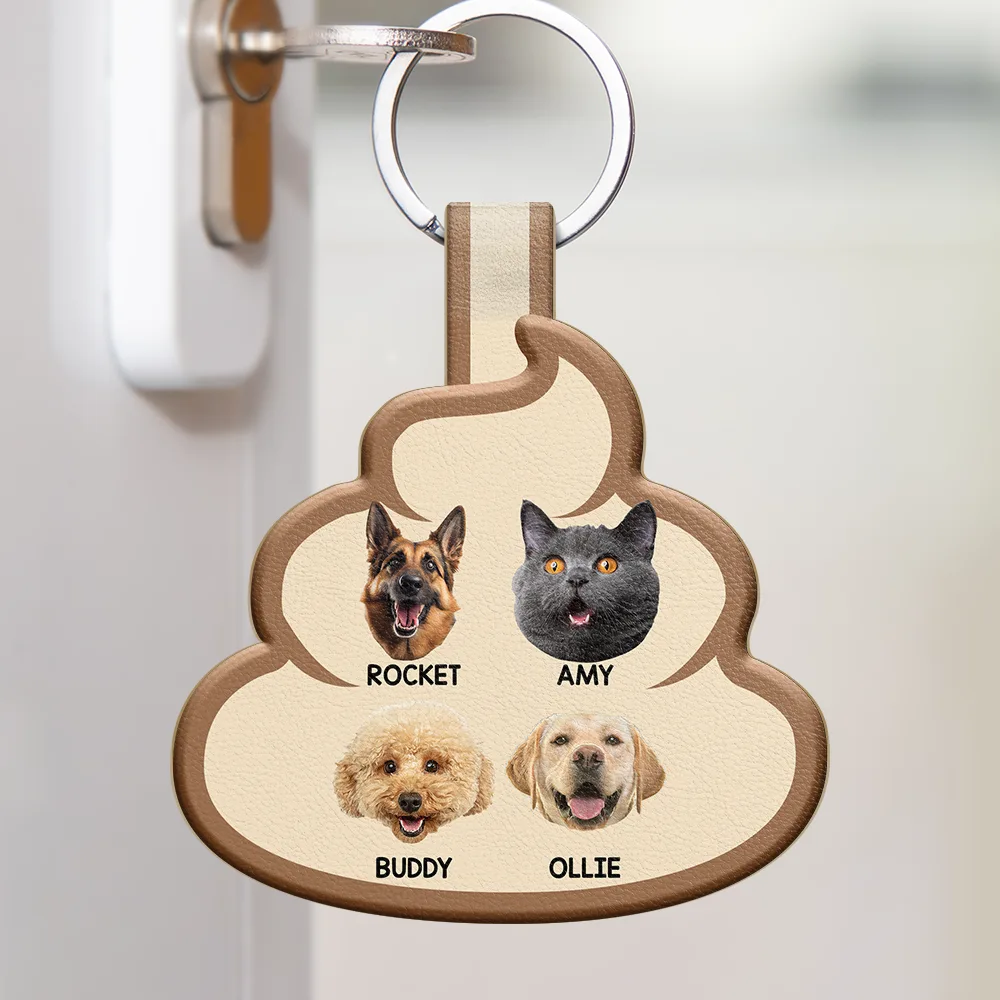 Custom Photo Every Poo I Do - Personalized Custom Shaped Leather Keychain - Image 3