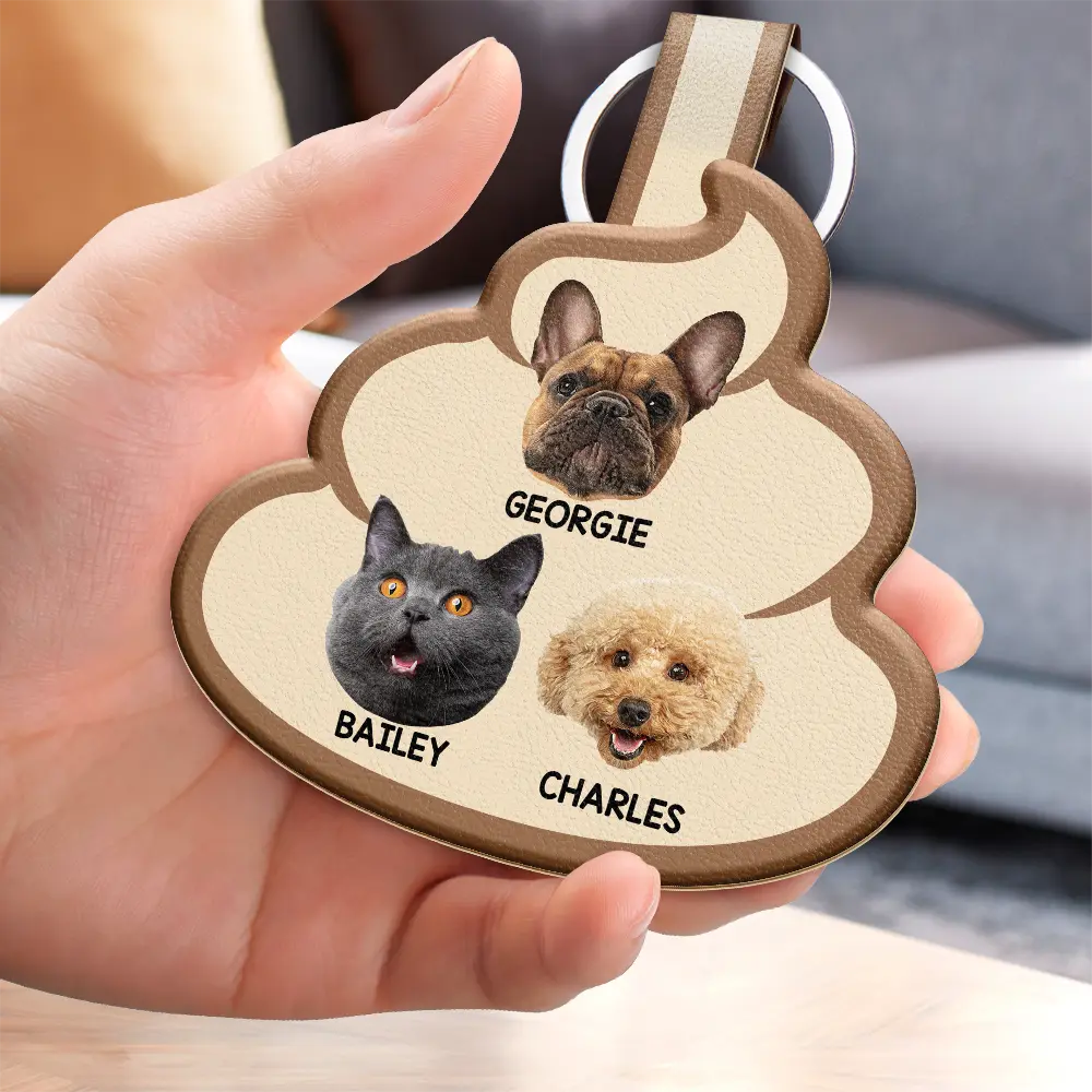 Custom Photo Every Poo I Do - Personalized Custom Shaped Leather Keychain - Image 4