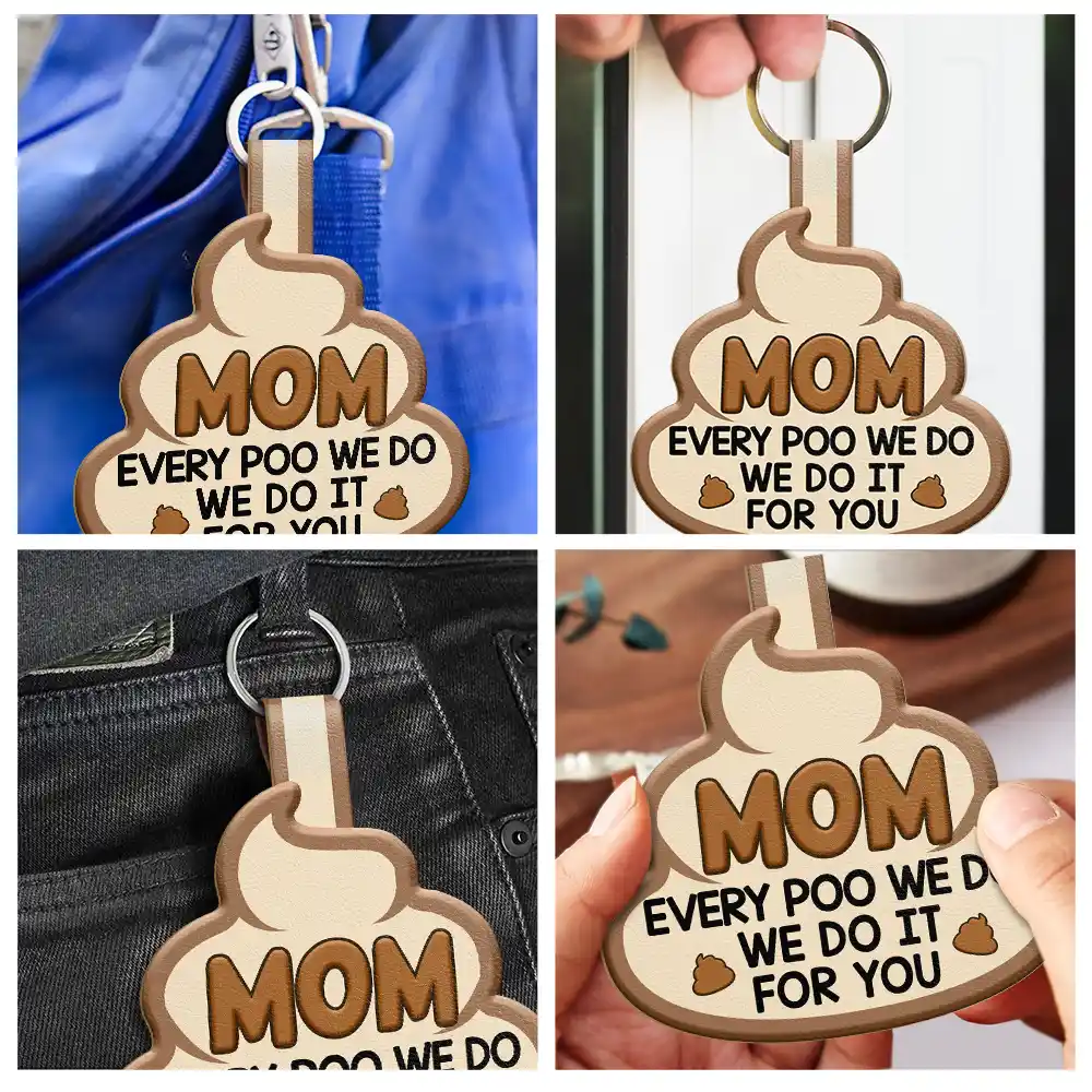 Custom Photo Every Poo I Do - Personalized Custom Shaped Leather Keychain - Image 6