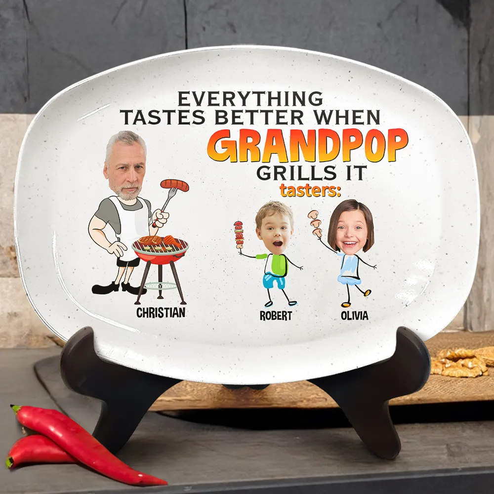 Custom Photo Everything Tastes Better When Daddy Grills It - Personalized Plate - Image 4