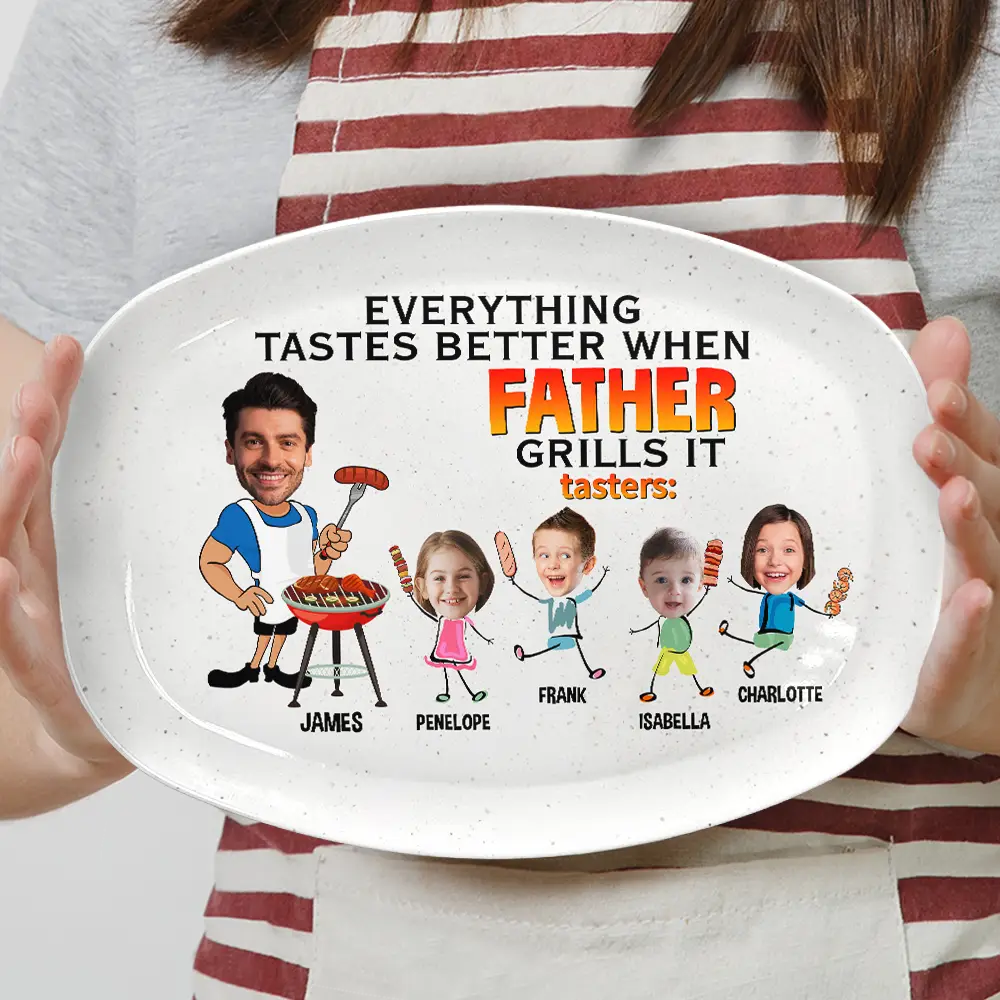 Custom Photo Everything Tastes Better When Daddy Grills It - Personalized Plate - Image 5
