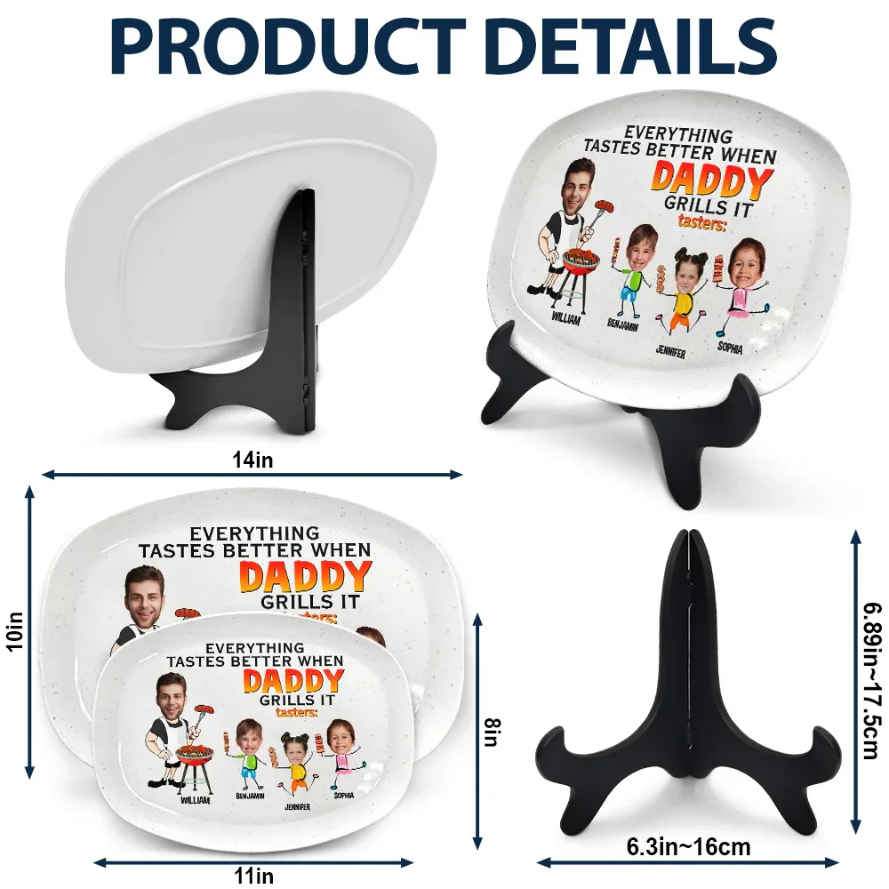 Custom Photo Everything Tastes Better When Daddy Grills It - Personalized Plate - Image 6
