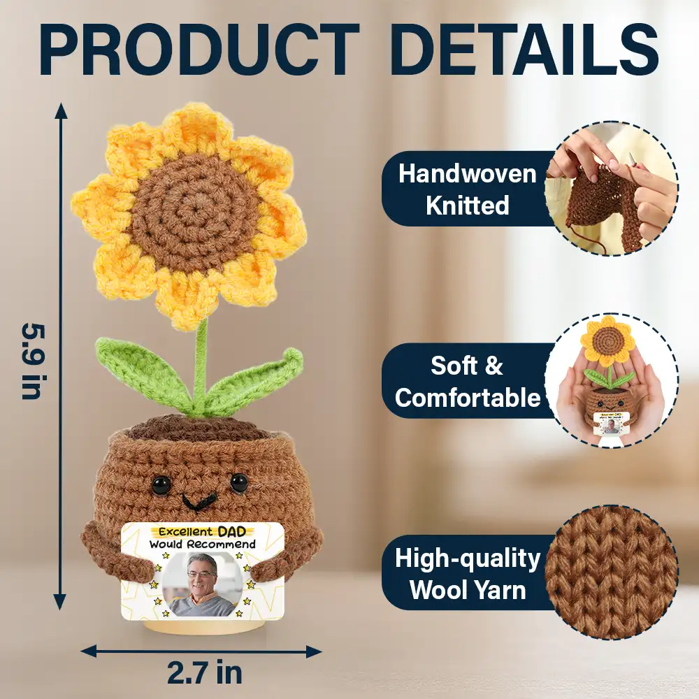 Custom Photo Excellent Mom Grandma Dad Friends Would Recommend - Personalized Doll Crochet With Custom Card - Image 4