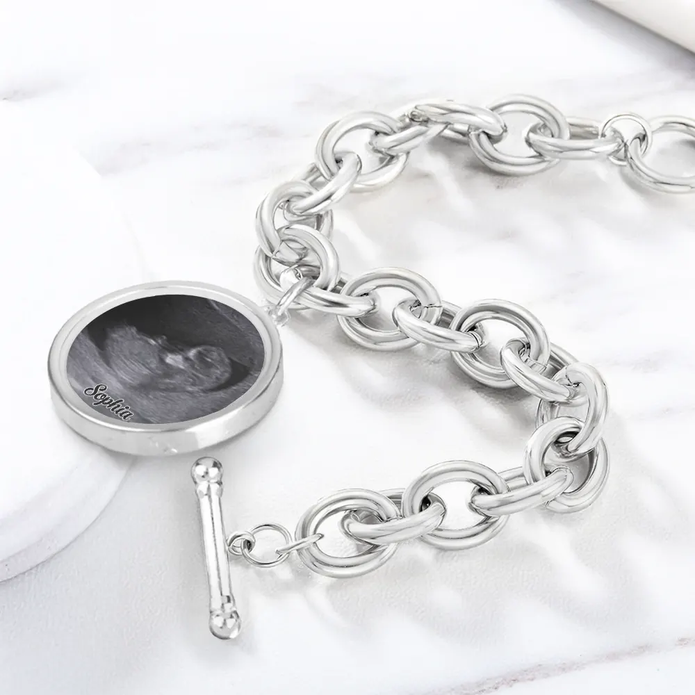 Custom Photo Expecting Dad Mom New Parents - Personalized Charm Bracelet - Image 2