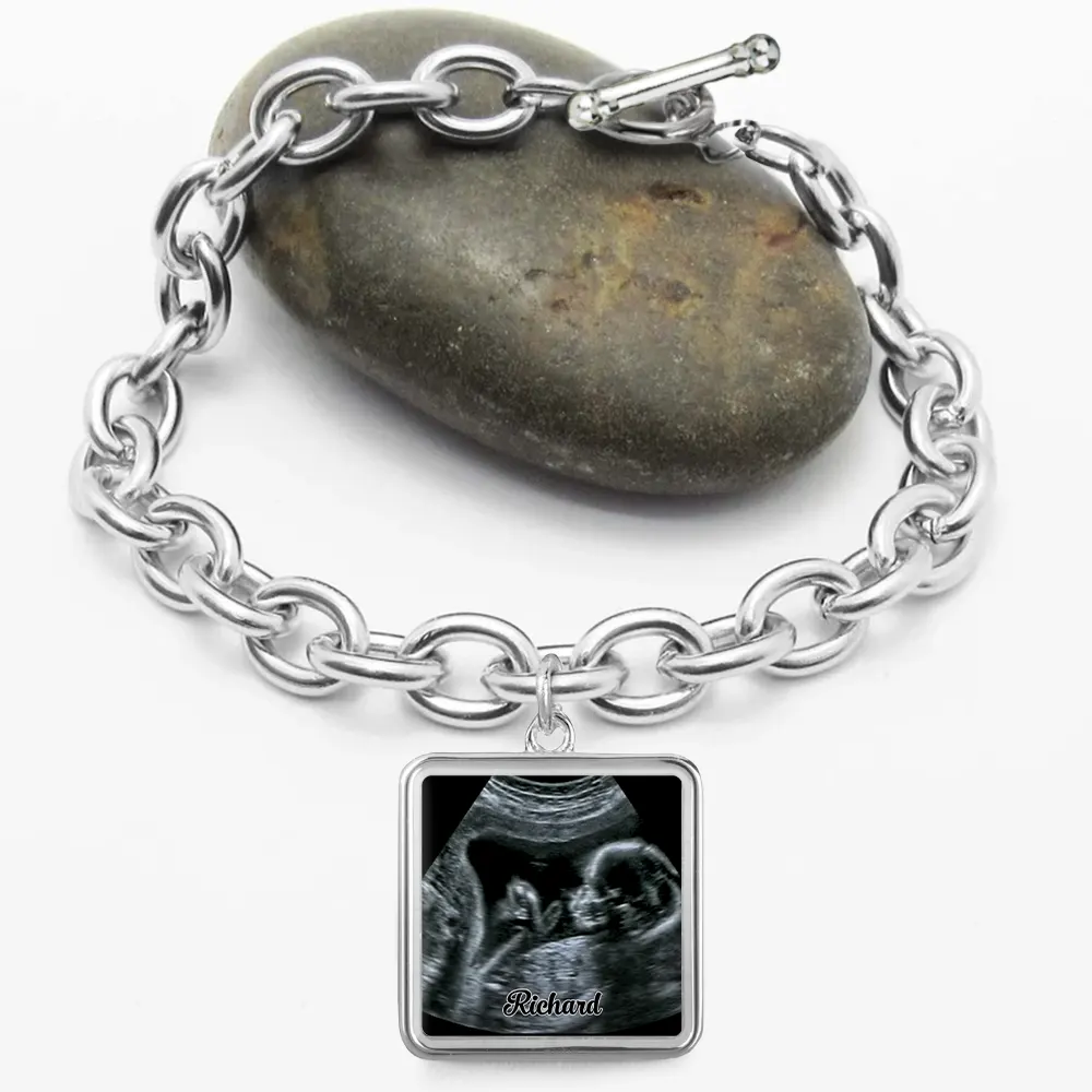Custom Photo Expecting Dad Mom New Parents - Personalized Charm Bracelet - Image 3