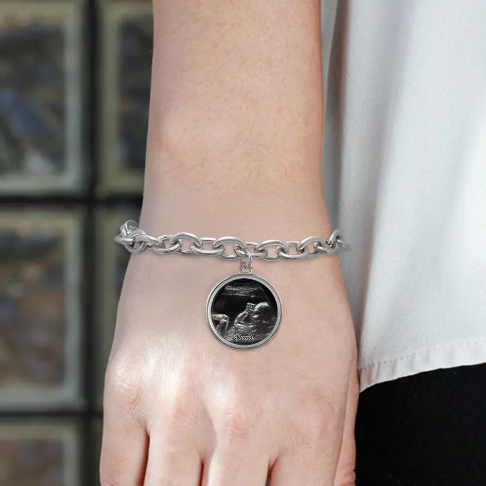 Custom Photo Expecting Dad Mom New Parents - Personalized Charm Bracelet - Image 4