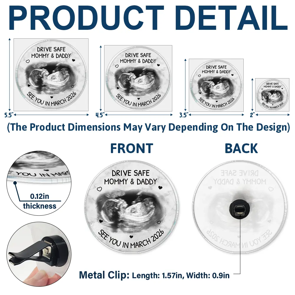 Custom Photo Expecting Parents See You In - Personalized Acrylic Car Vent Clip - Image 5