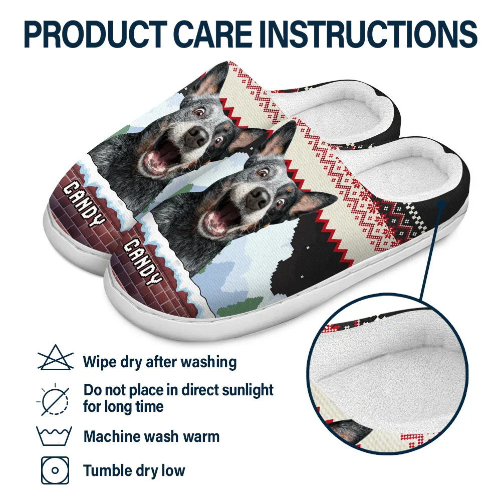 Custom Photo Face Christmas Theme - Personalized Fluffy Slippers - Image 7