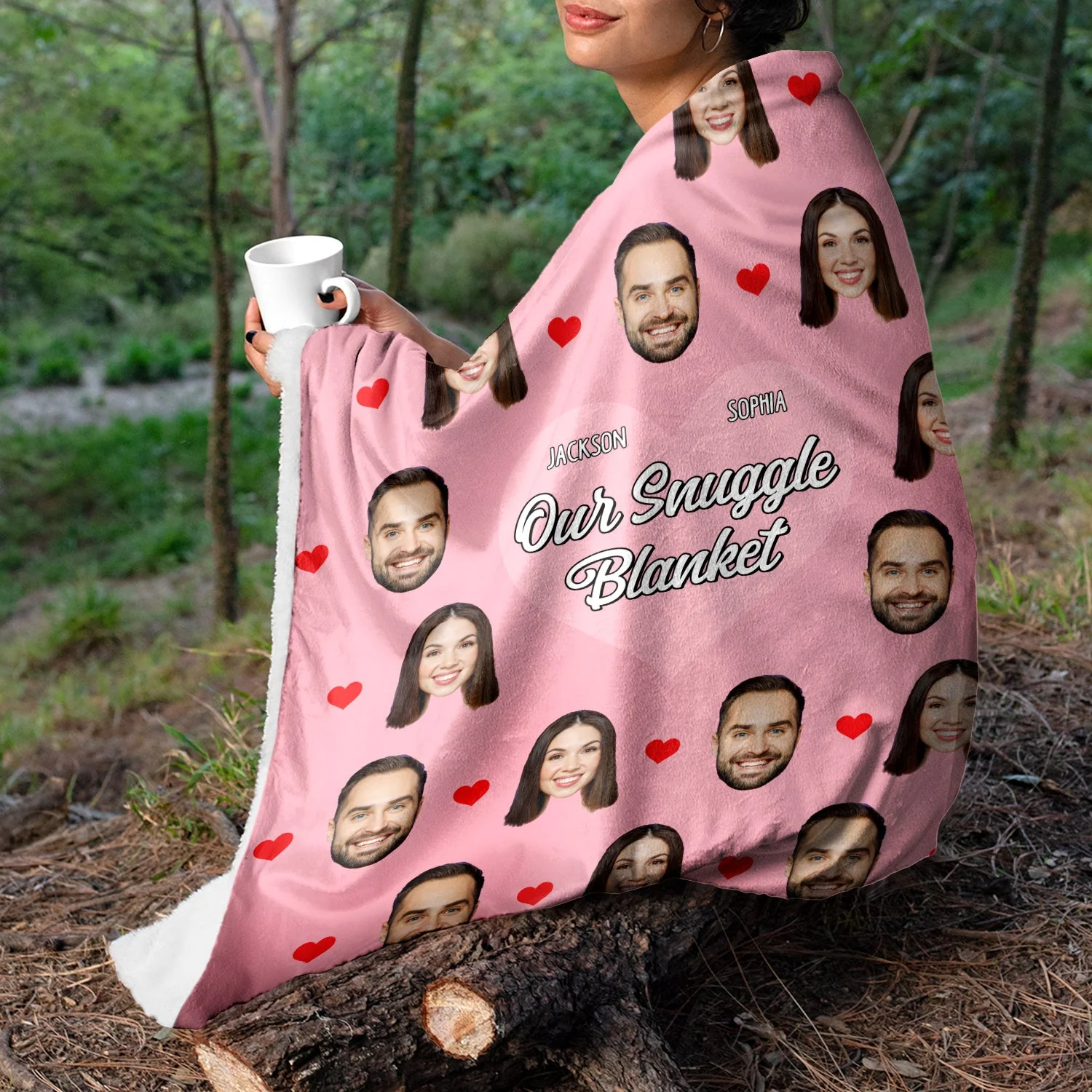 Custom Photo Face Couple Our Snuggle Blanket - Custom Photo Gift For Couples - Personalized Custom Fleece Blanket - Image 3