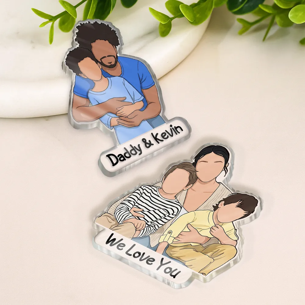 Custom Photo Faceless Portrait Best Dad Mom Ever - Personalized Acrylic Magnet - Image 4