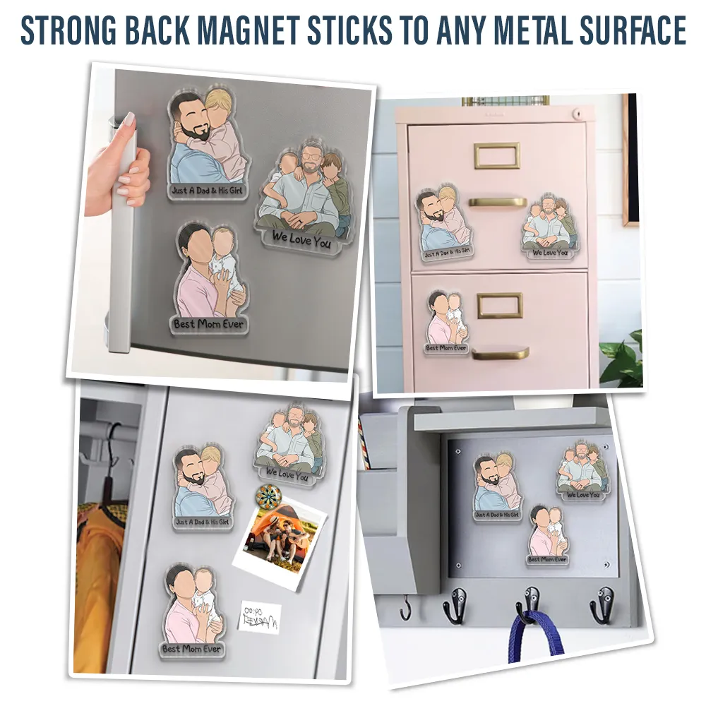 Custom Photo Faceless Portrait Best Dad Mom Ever - Personalized Acrylic Magnet - Image 7