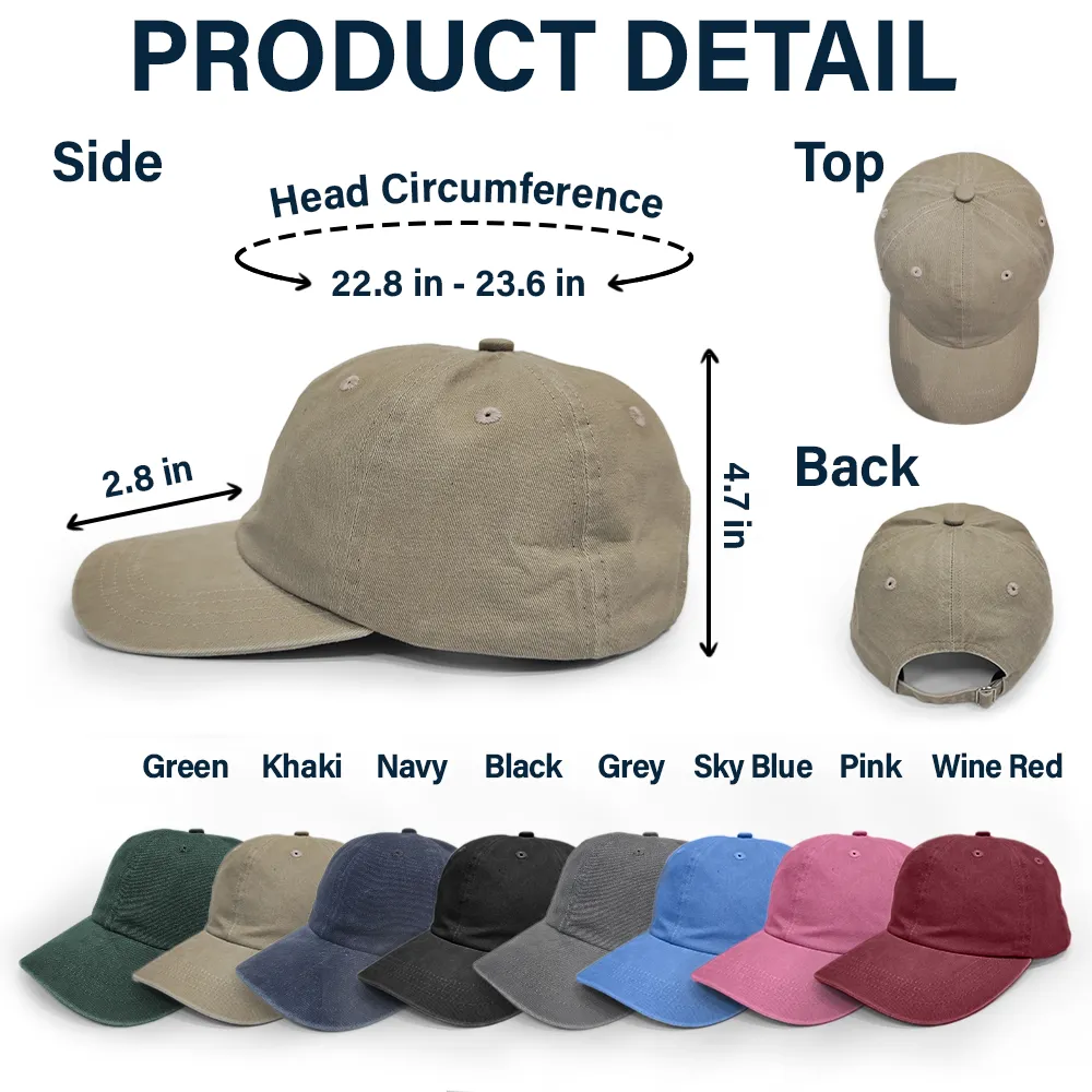 Custom Photo Faceless Portrait Mom Dad Est. Embroidery Effect - Personalized Vintage Washed Denim Cap - Image 7