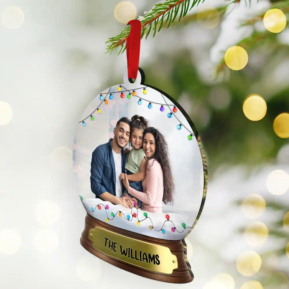Custom Photo Family And Friend Snow Globe - Personalized Custom Shaped Mirror Ornament - Image 3