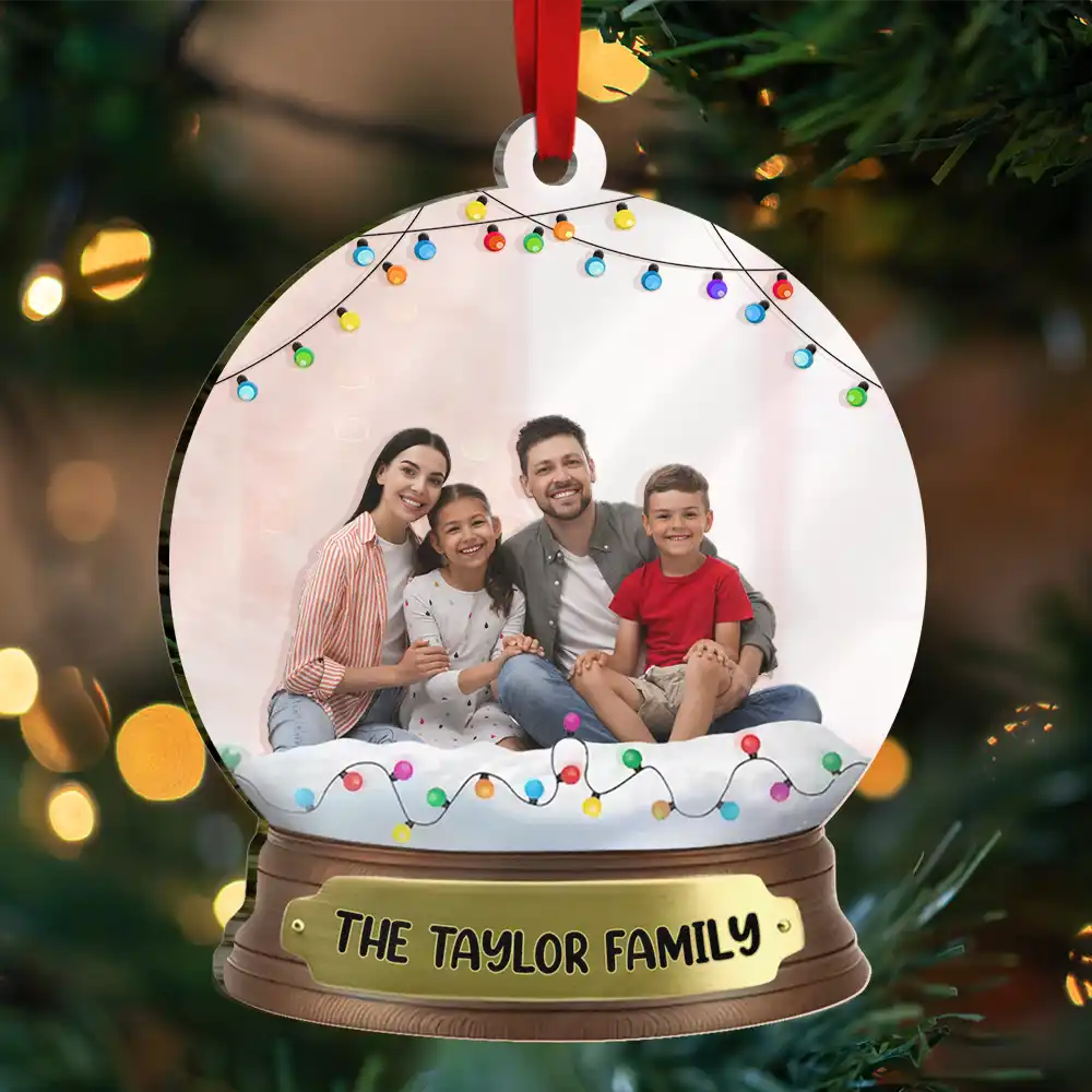 Custom Photo Family And Friend Snow Globe - Personalized Custom Shaped Mirror Ornament - Image 4
