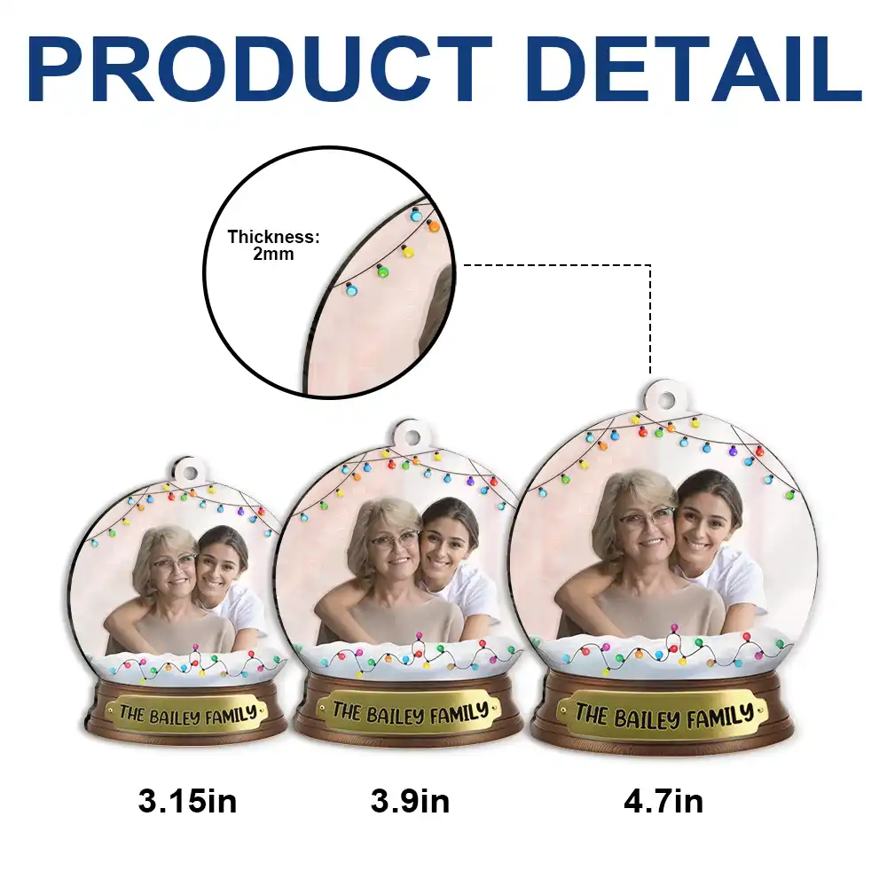Custom Photo Family And Friend Snow Globe - Personalized Custom Shaped Mirror Ornament - Image 7