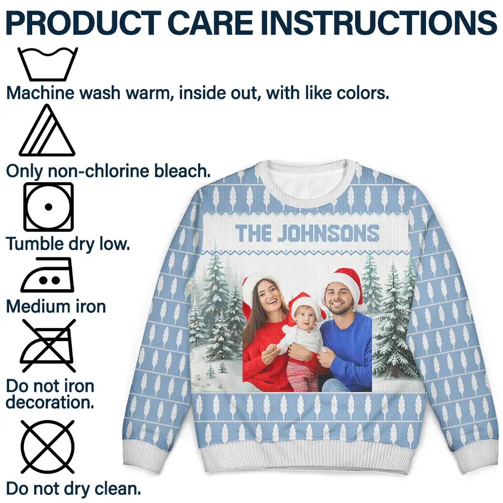Custom Photo Family Beties With Winter Scene - Personalized Unisex Ugly Sweater - Image 8