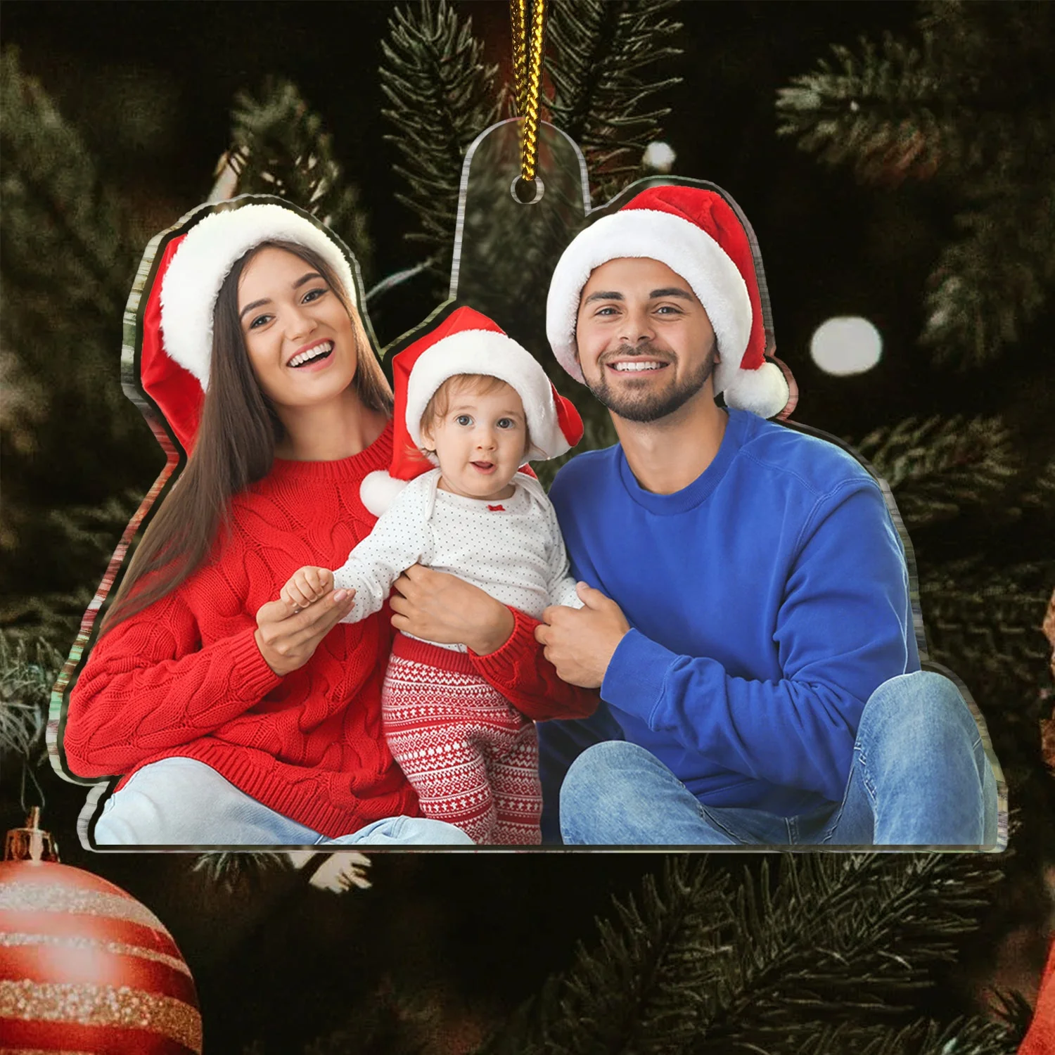 Custom Photo Family - Christmas Gift For Family, Parents - Personalized Acrylic Photo Ornament - Image 3