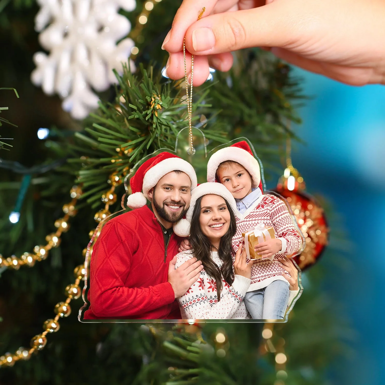 Custom Photo Family - Christmas Gift For Family, Parents - Personalized Acrylic Photo Ornament - Image 4