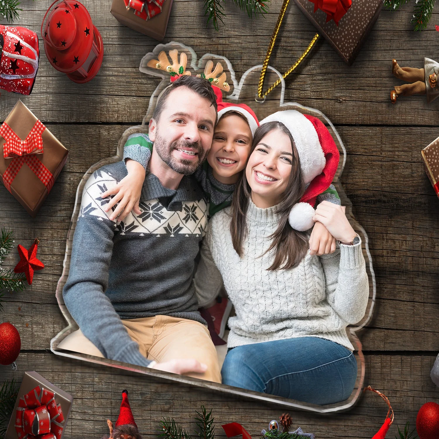 Custom Photo Family - Christmas Gift For Family, Parents - Personalized Acrylic Photo Ornament - Image 7