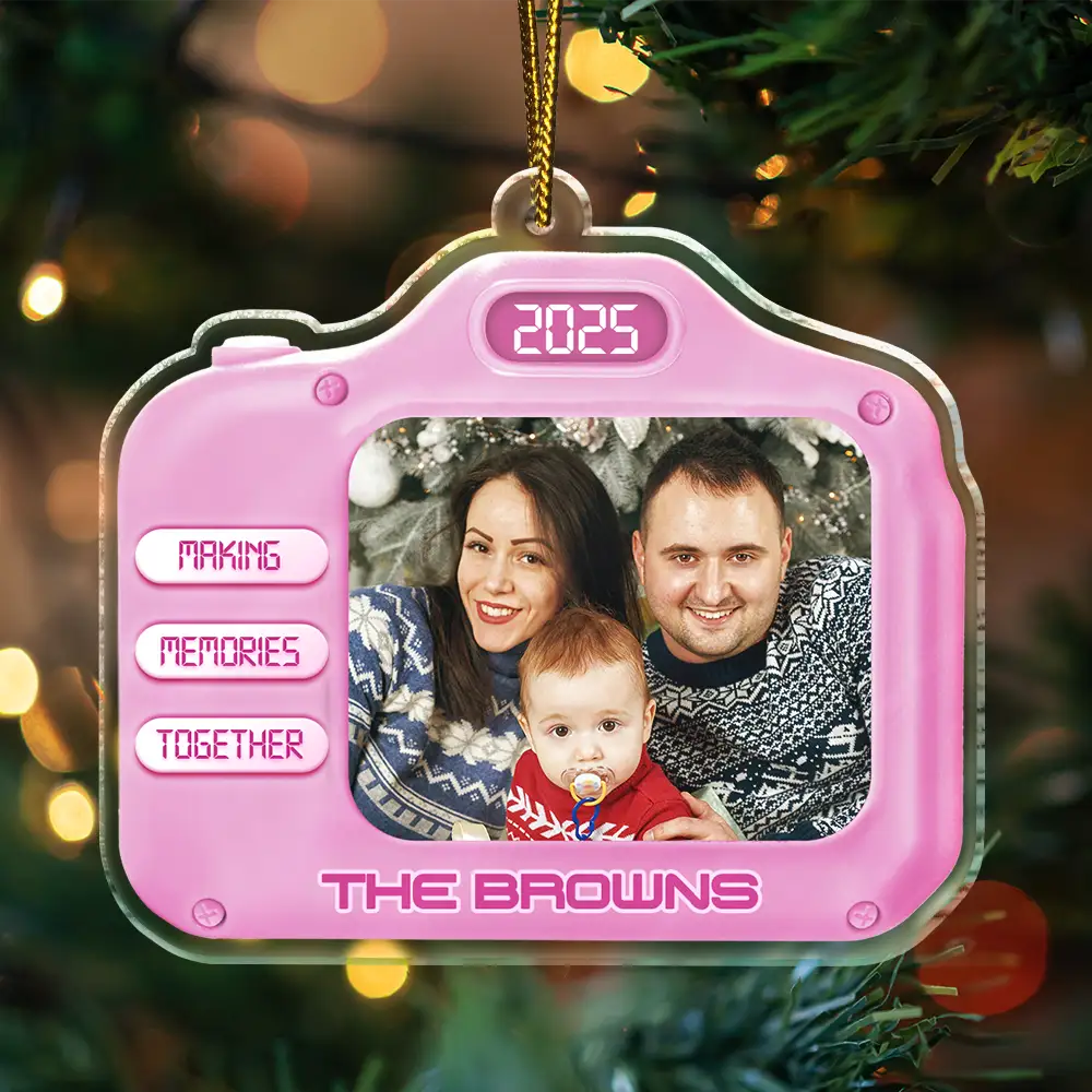 Custom Photo Family Christmas Making Memories Together - Personalized Custom Shaped Acrylic Ornament - Image 3