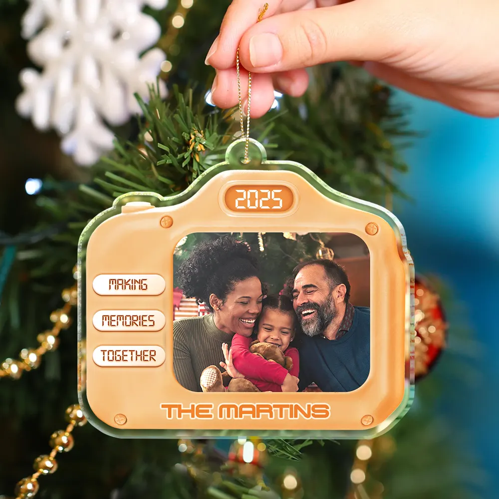 Custom Photo Family Christmas Making Memories Together - Personalized Custom Shaped Acrylic Ornament - Image 4