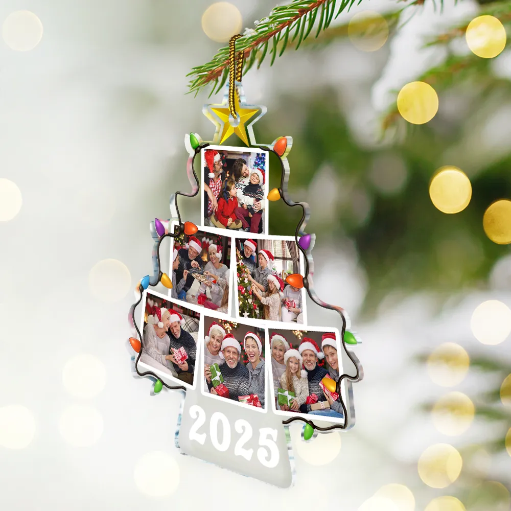 Custom Photo Family Christmas Tree Version 2 - Personalized Custom Shaped Acrylic Ornament - Image 2