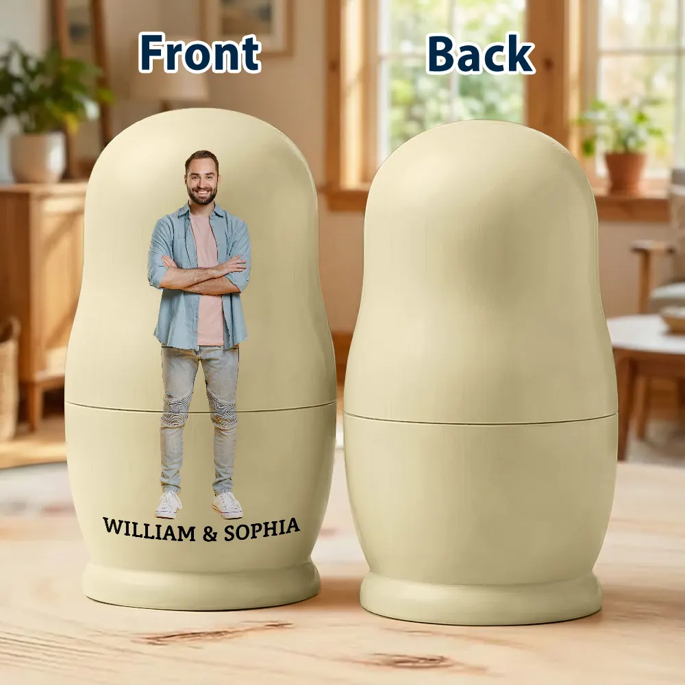 Custom Photo Family Couple Besties - Personalized Portrait Nesting Doll - Image 4