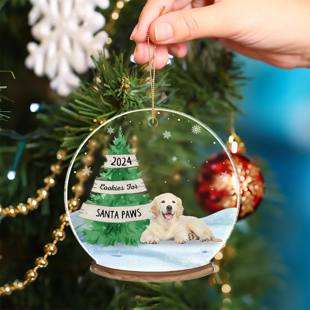 Custom Photo Family Dog Cat By Christmas Tree - Personalized Custom Shaped Acrylic Ornament - Image 5