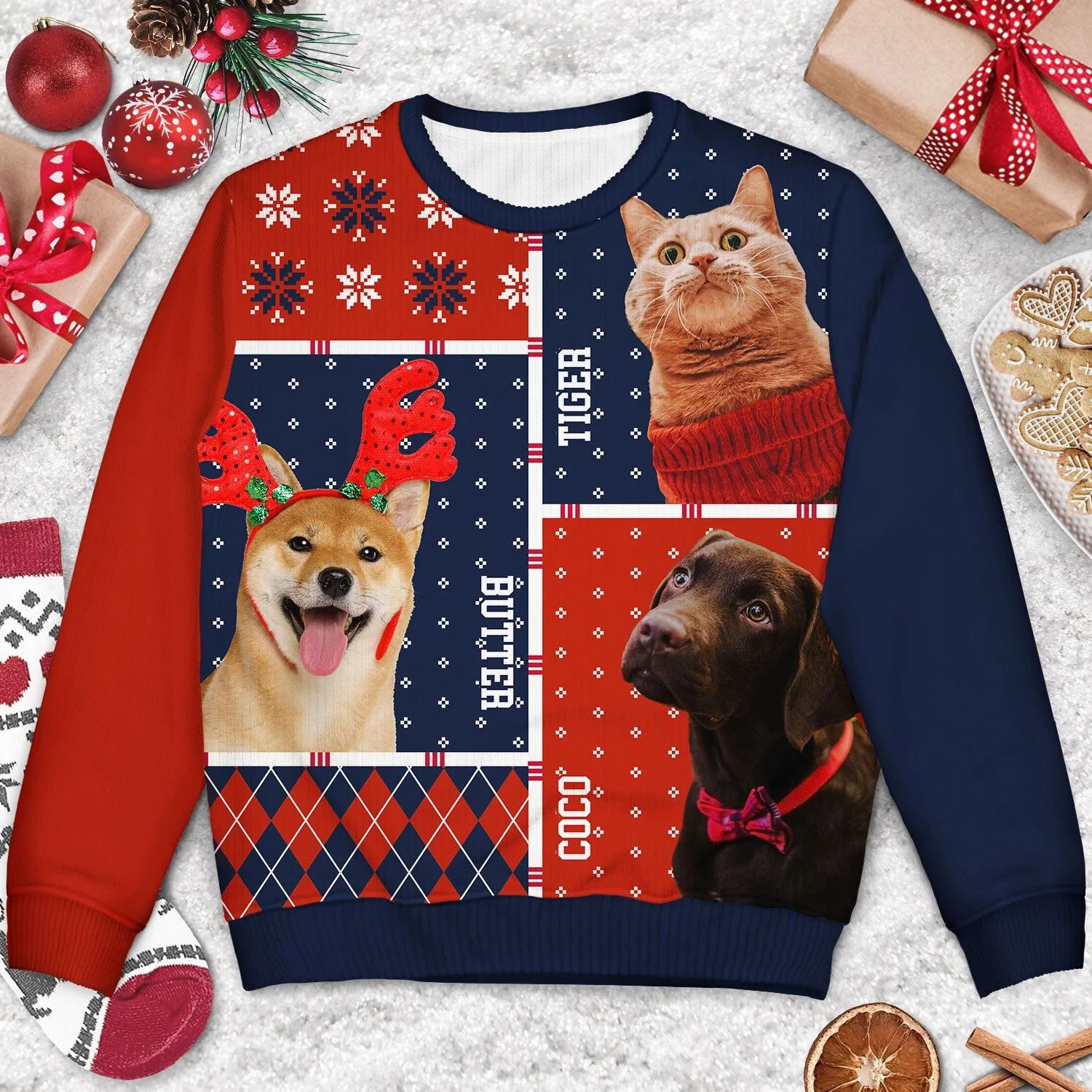 Custom Photo Family Dog Cat - Christmas Gift For Pet Lovers, Men, Women - Personalized Unisex Ugly Sweater - Image 4