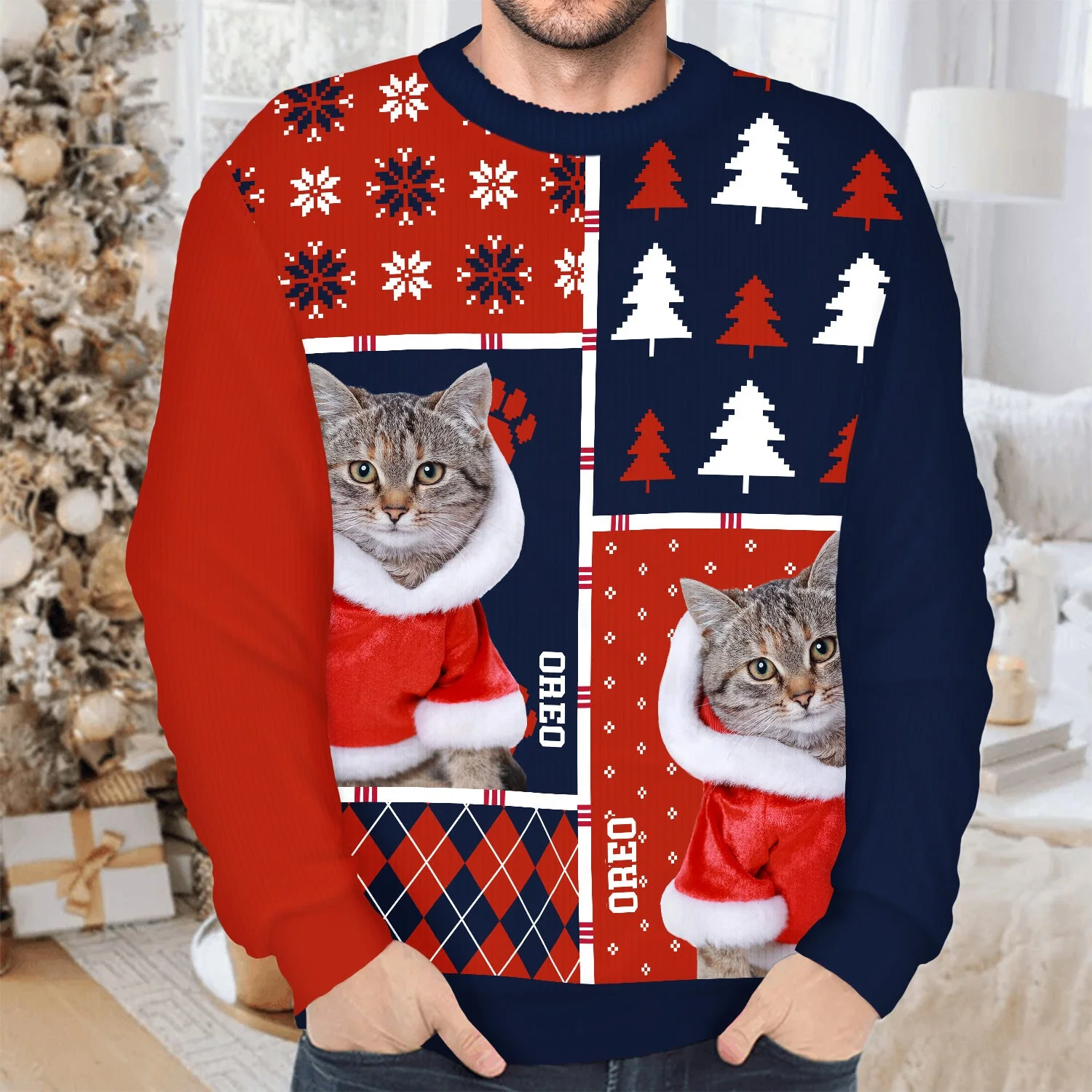 Custom Photo Family Dog Cat - Christmas Gift For Pet Lovers, Men, Women - Personalized Unisex Ugly Sweater - Image 5
