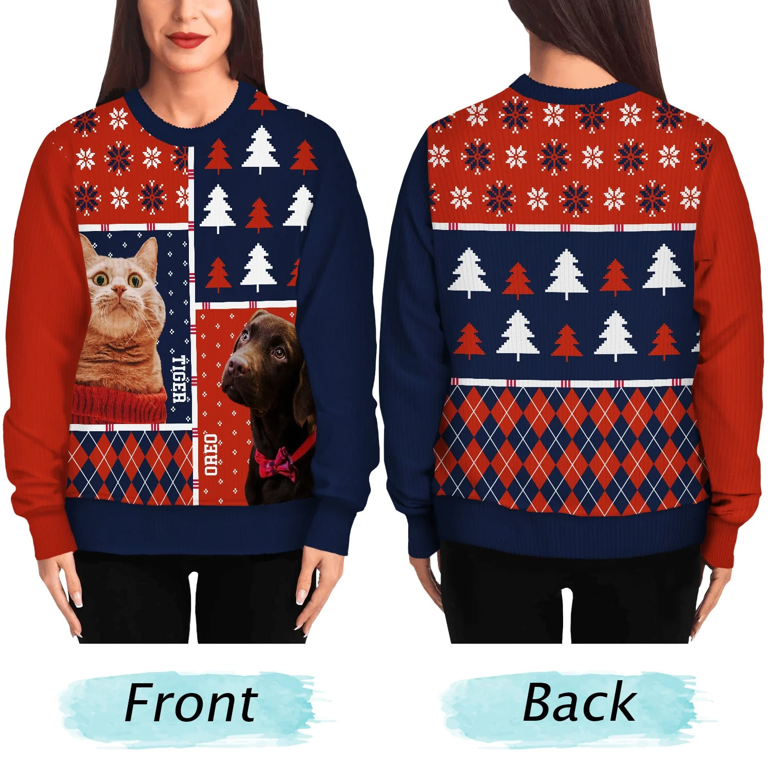 Custom Photo Family Dog Cat - Christmas Gift For Pet Lovers, Men, Women - Personalized Unisex Ugly Sweater - Image 6