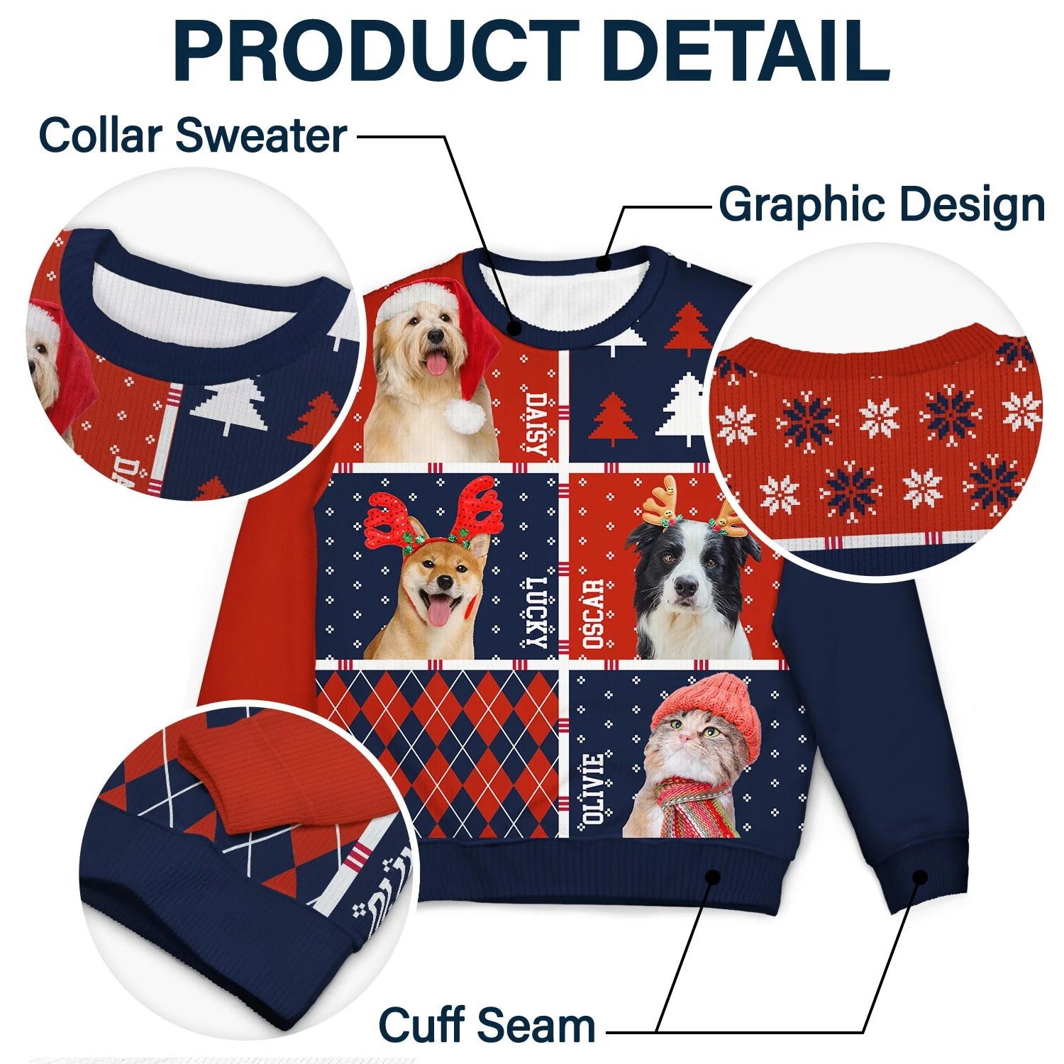 Custom Photo Family Dog Cat - Christmas Gift For Pet Lovers, Men, Women - Personalized Unisex Ugly Sweater - Image 7